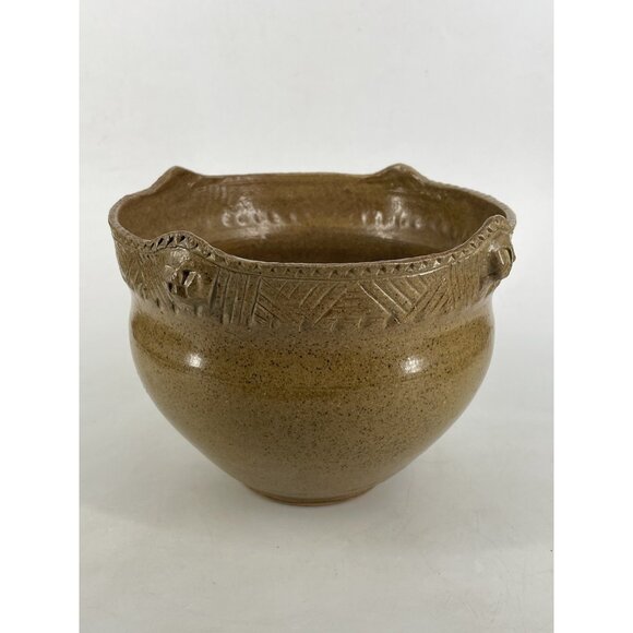 Vintage Peter PB Jones Face Effigy Vase Pottery Seneca Tribe Beaver Clan NY - Picture 2 of 10